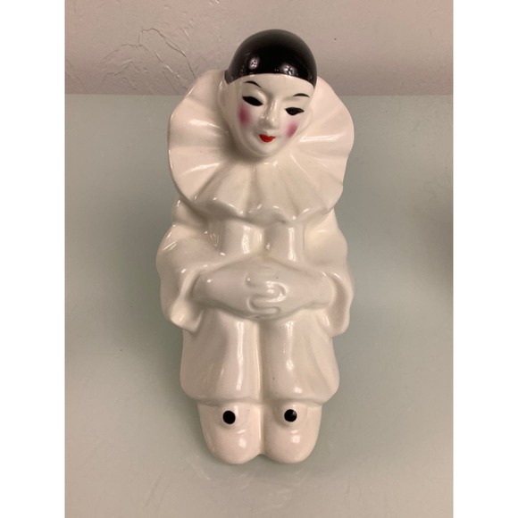 Vintage Pierrot Harlequin Clown Black & White Ceramic figures * - Picture 3 of 12